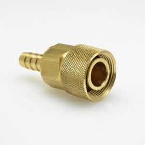 a gold metal hose connector